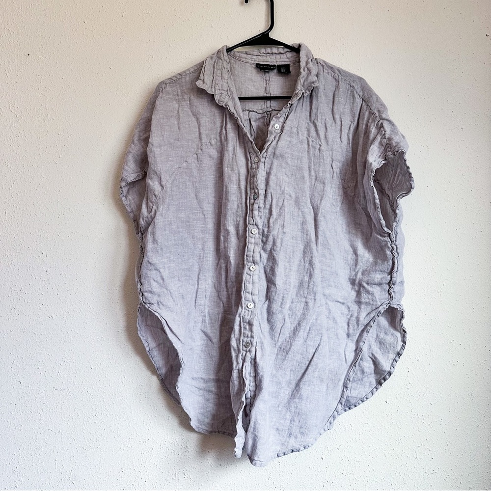 Tahari / Lilac Linen Button Up Top / M